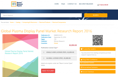 Global Plasma Display Panel Market Research Report 2016'