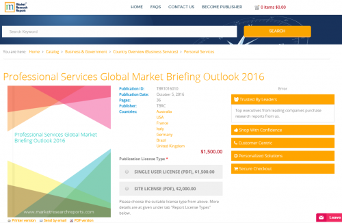 Professional Services Global Market Briefing Outlook 2016'