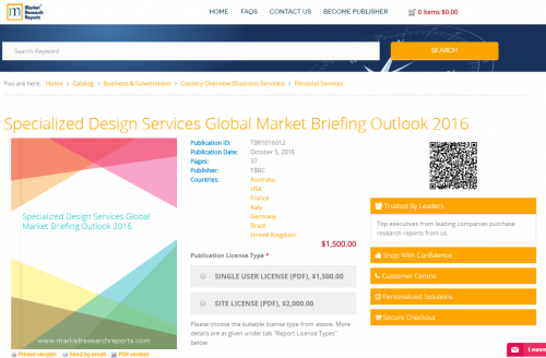 Specialized Design Services Global Market Briefing Outlook'
