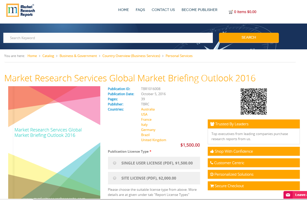 Market Research Services Global Market Briefing Outlook 2016