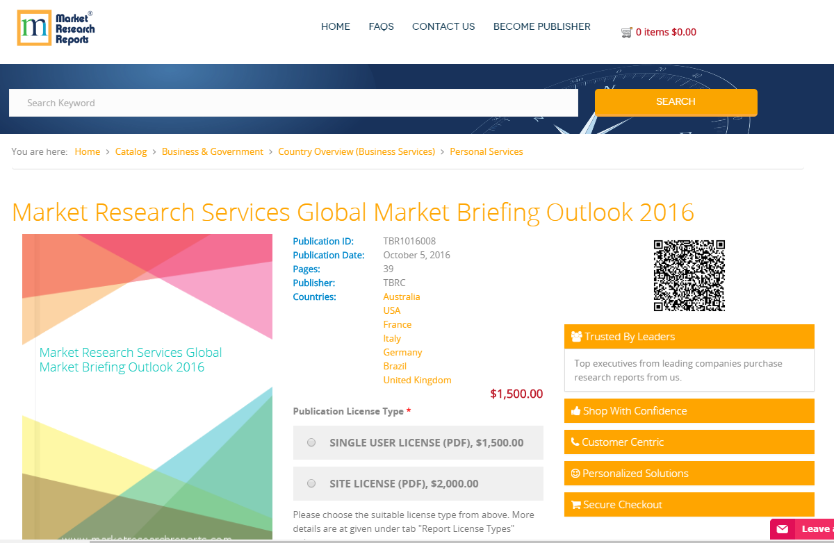 Market Research Services Global Market Briefing Outlook 2016'