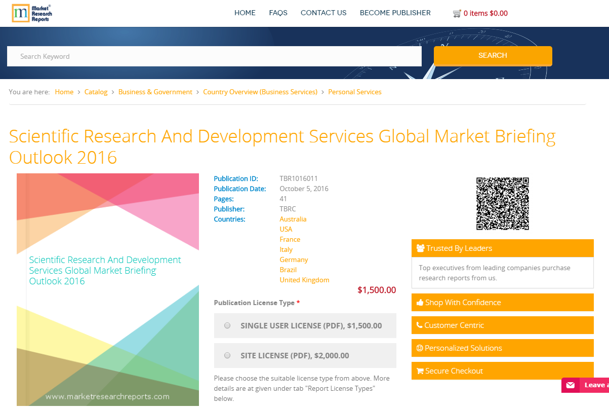 Scientific Research And Development Services Global Market