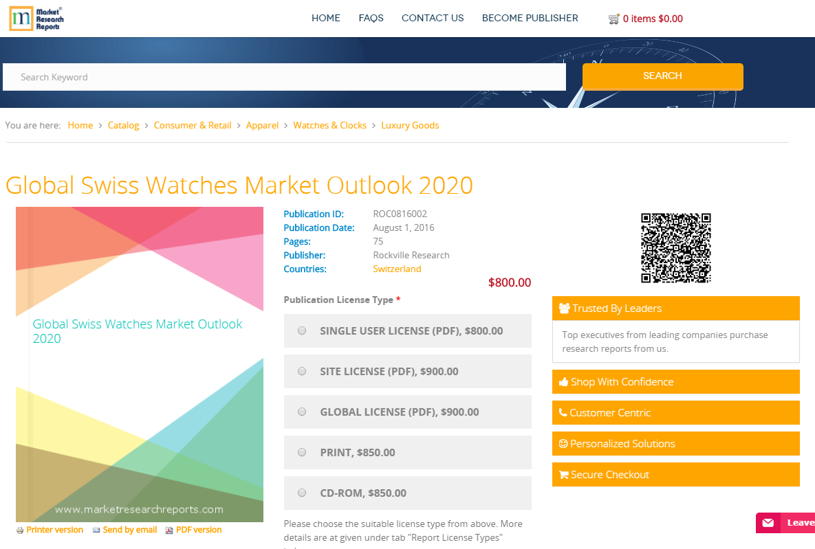 Global Swiss Watches Market Outlook 2020'