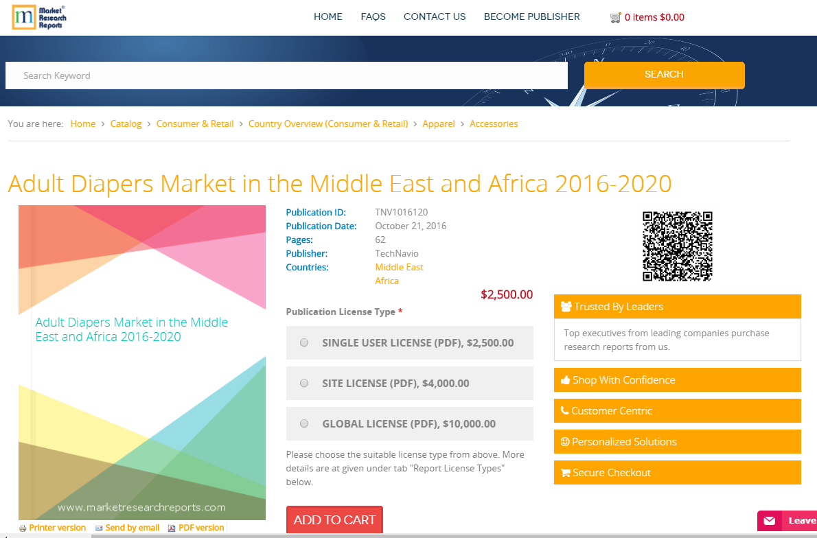 Adult Diapers Market in the Middle East and Africa 2016-2020