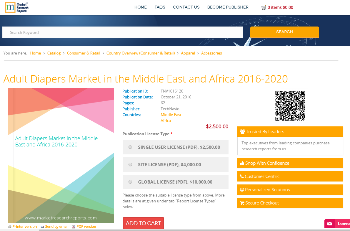 Adult Diapers Market in the Middle East and Africa 2016-2020'