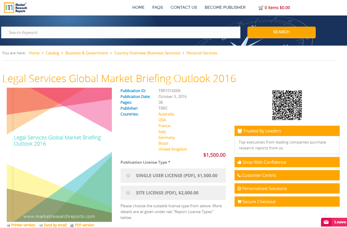 Legal Services Global Market Briefing Outlook 2016