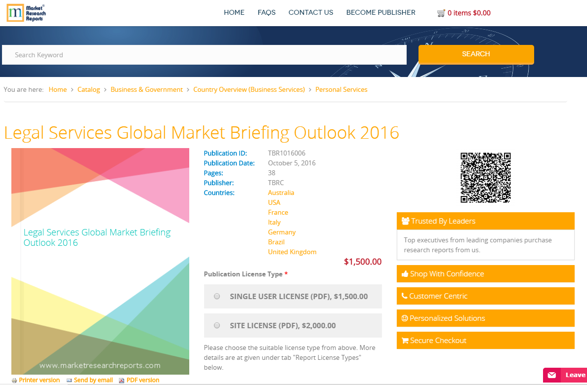 Legal Services Global Market Briefing Outlook 2016'