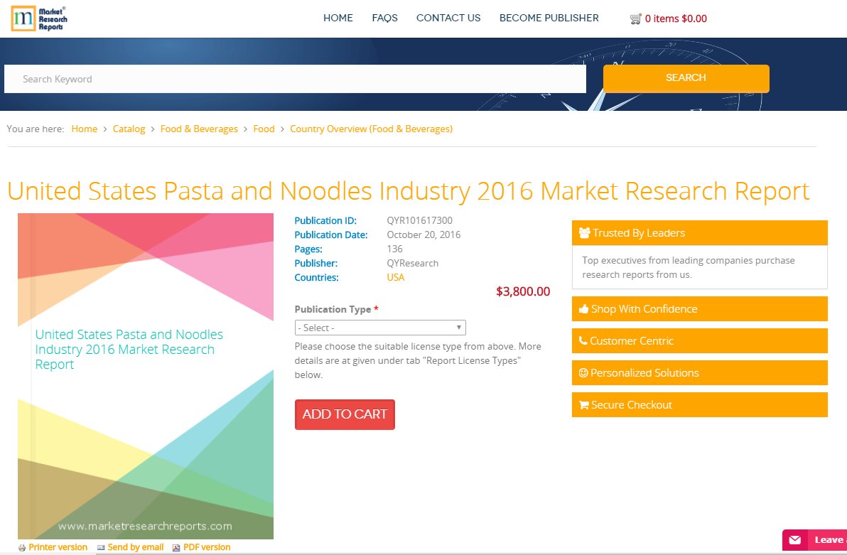 United States Pasta and Noodles Industry 2016 Market'