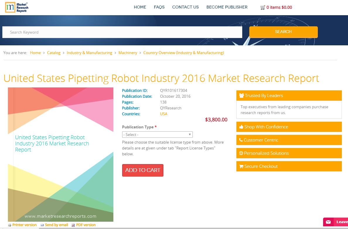United States Pipetting Robot Industry 2016 Market Research
