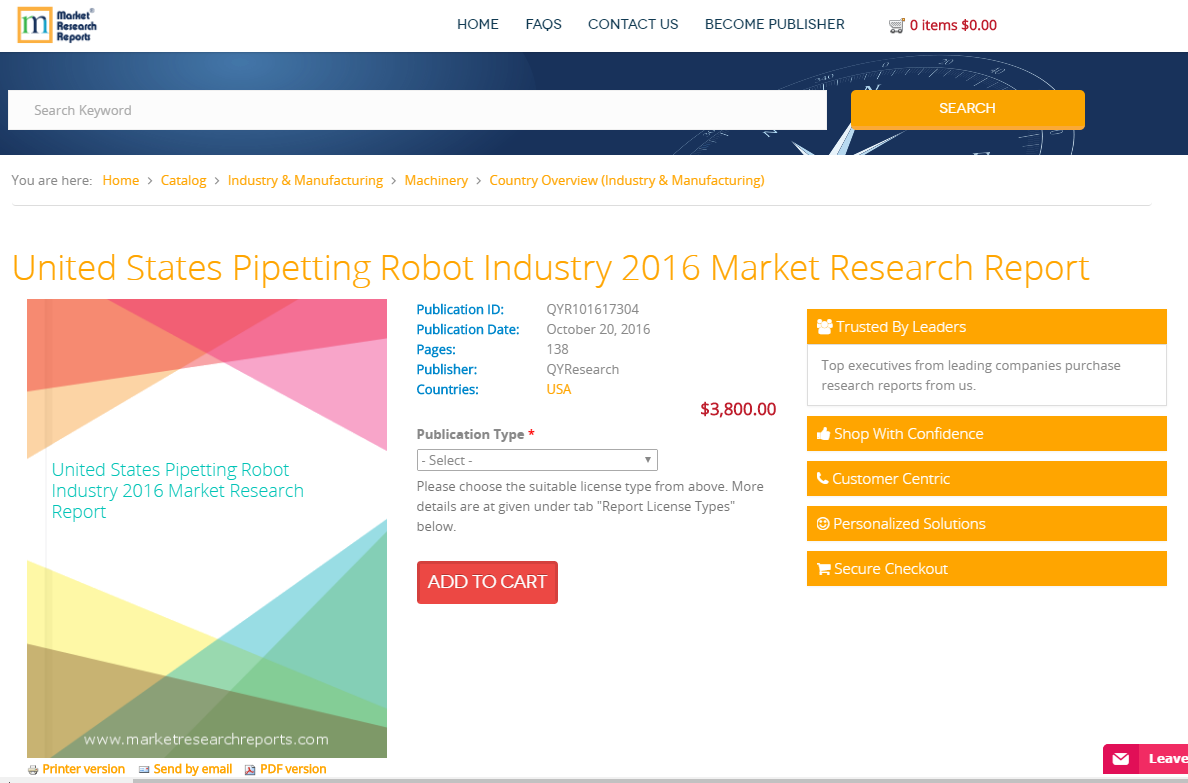 United States Pipetting Robot Industry 2016 Market Research'