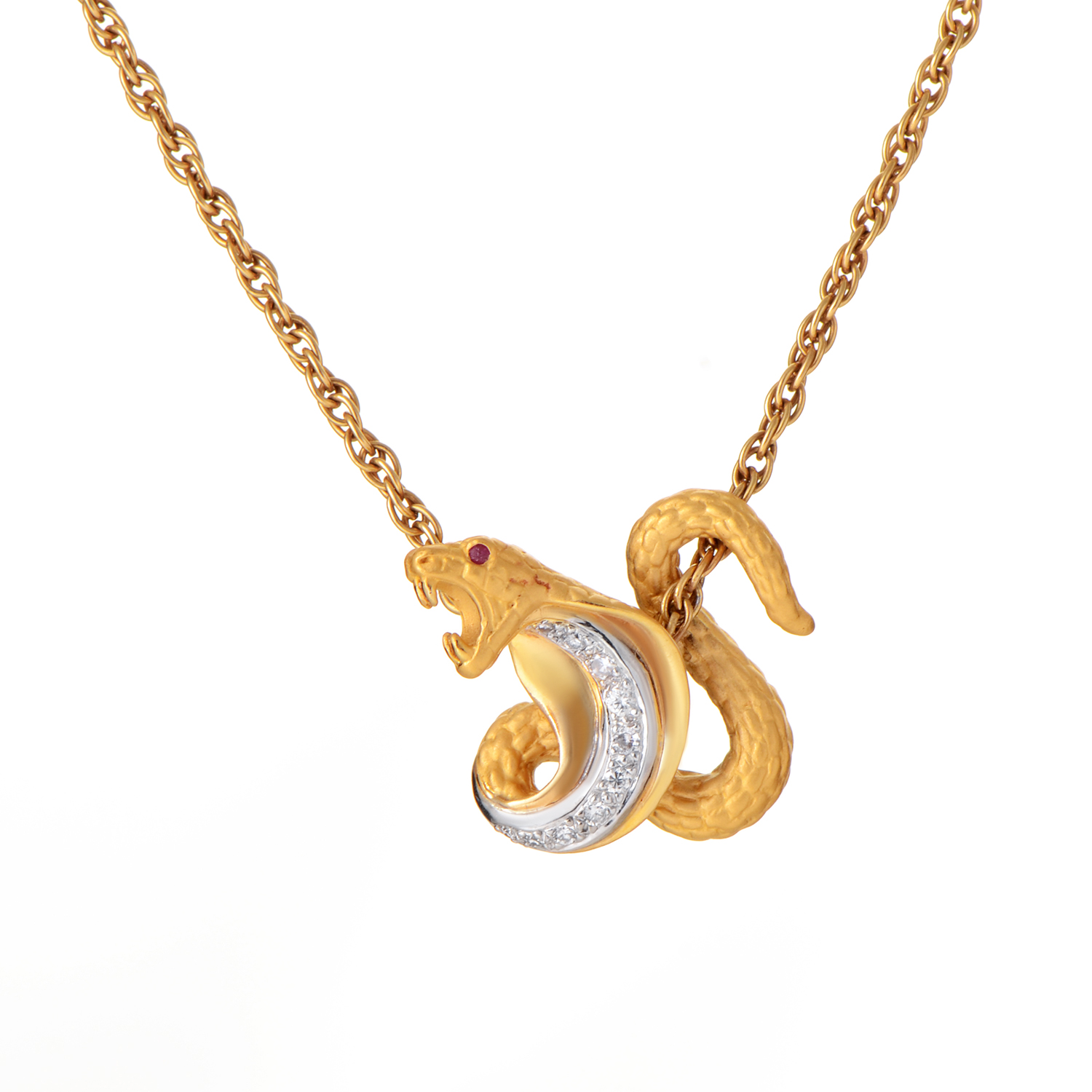 Carrera y Carrera Diamond & Ruby Cobra Pendant Neckl
