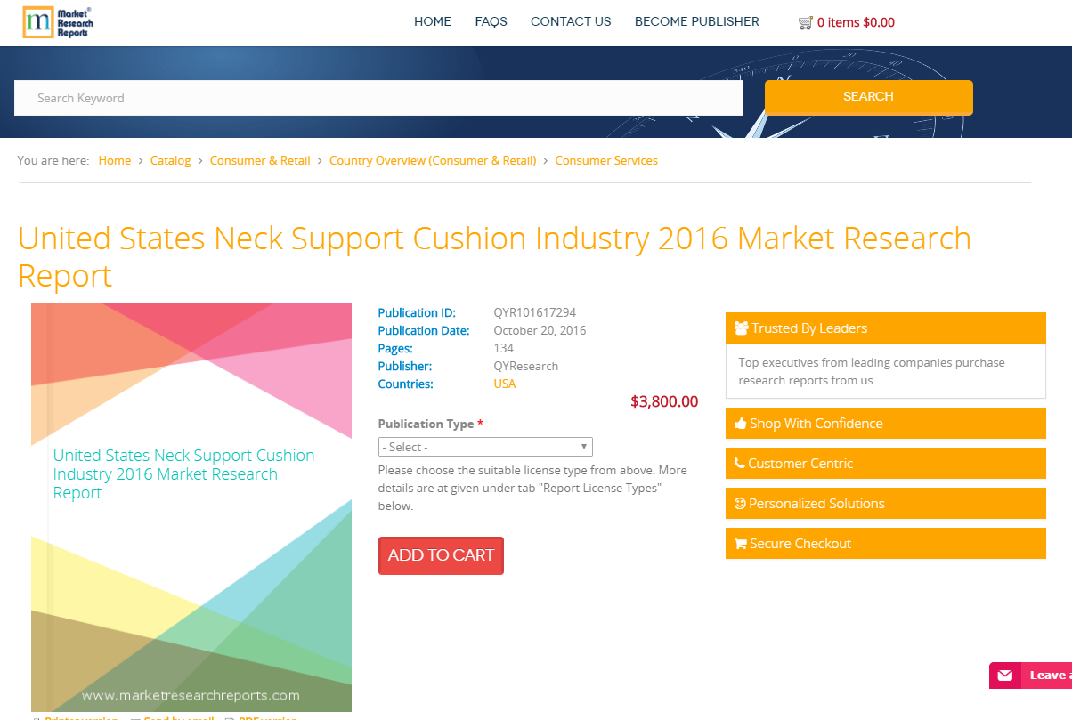 United States Neck Support Cushion Industry 2016 Market'