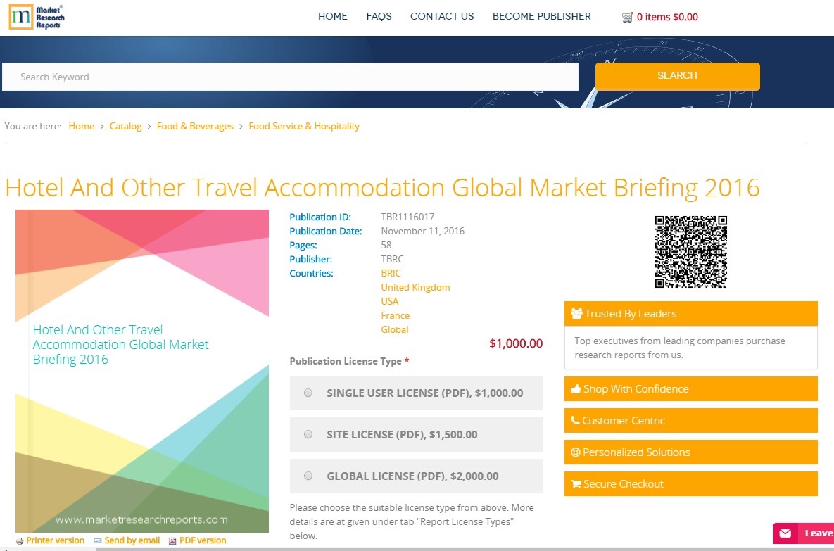 Hotel And Other Travel Accommodation Global Market Briefing'