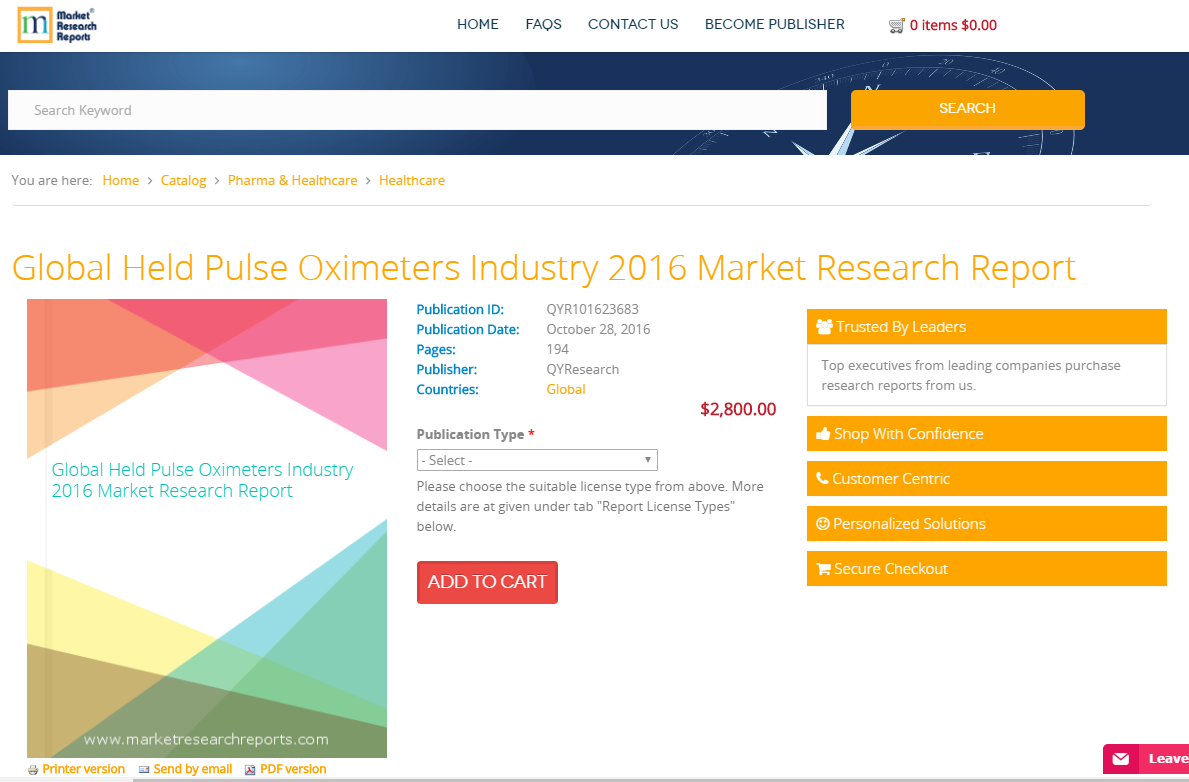 Global Held Pulse Oximeters Industry 2016 Market Research'