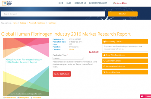 Global Human Fibrinogen Industry 2016 Market Research Report'