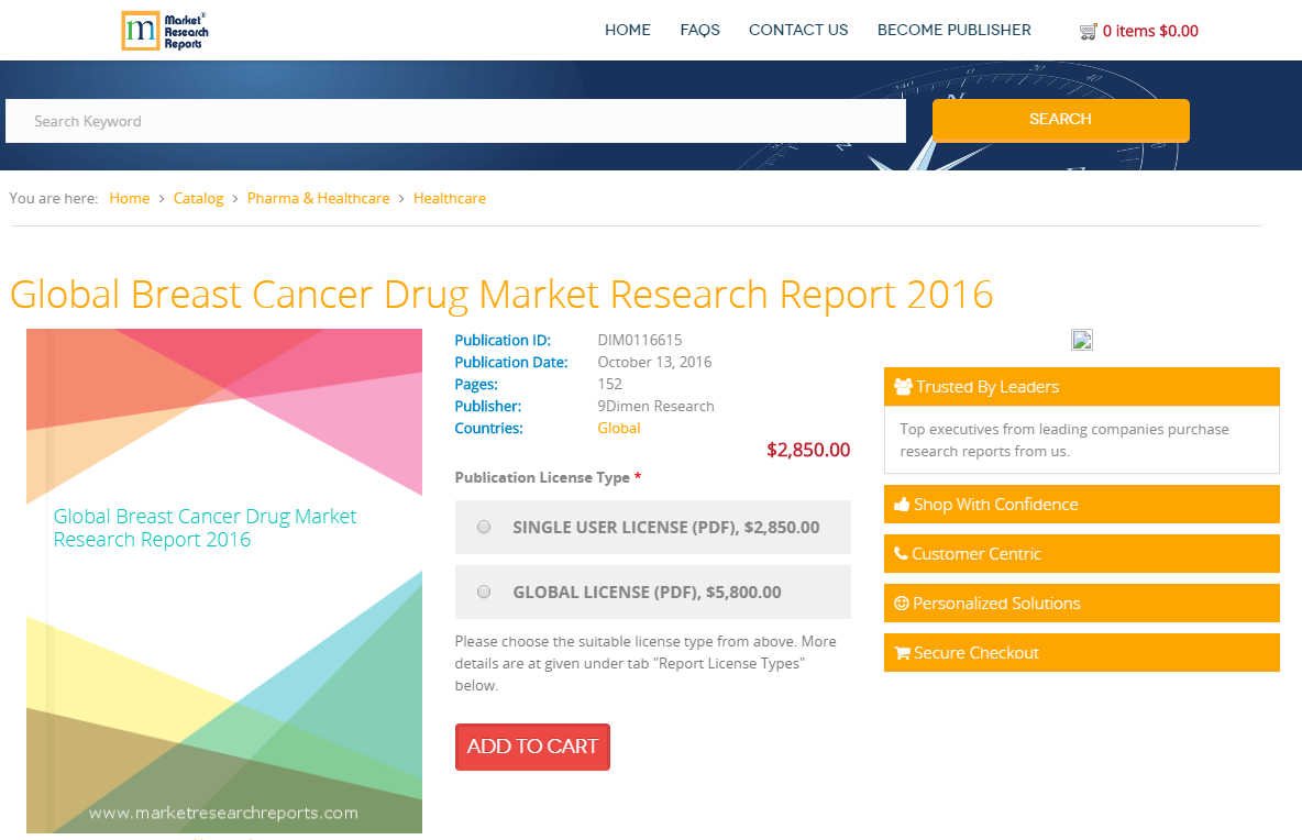 Global Breast Cancer Drug Market Research Report 2016'