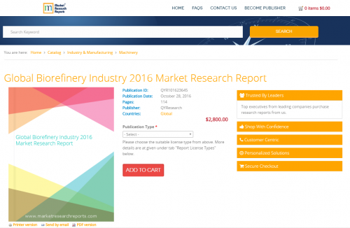 Global Biorefinery Industry 2016 Market Research Report'
