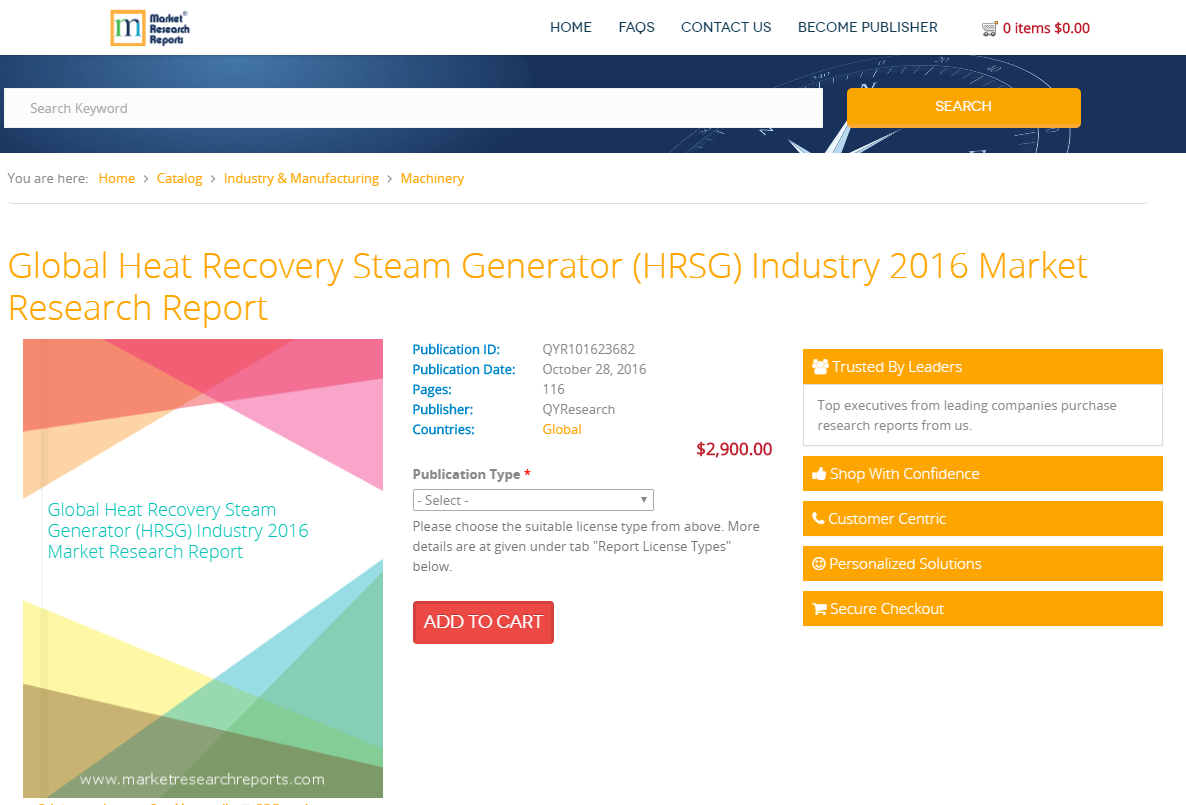 Global Heat Recovery Steam Generator (HRSG) Industry 2016