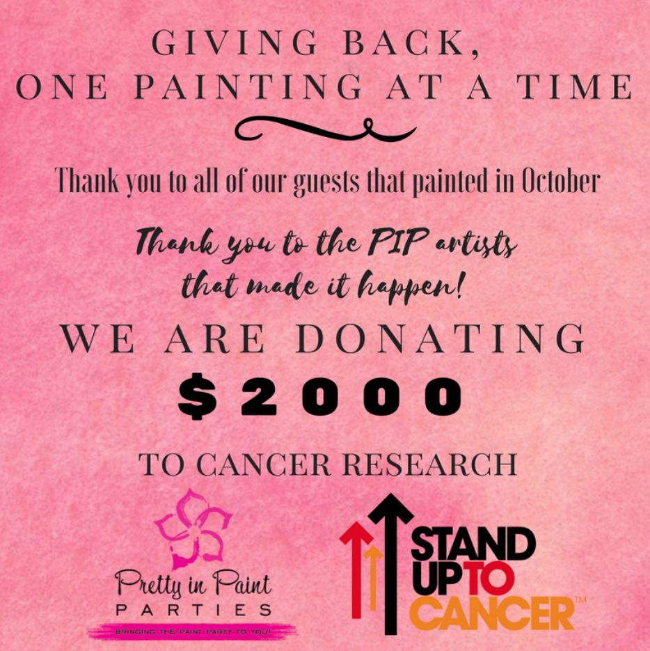Pretty in Paint Parties Donates $2,000 to Stand Up To Cancer'