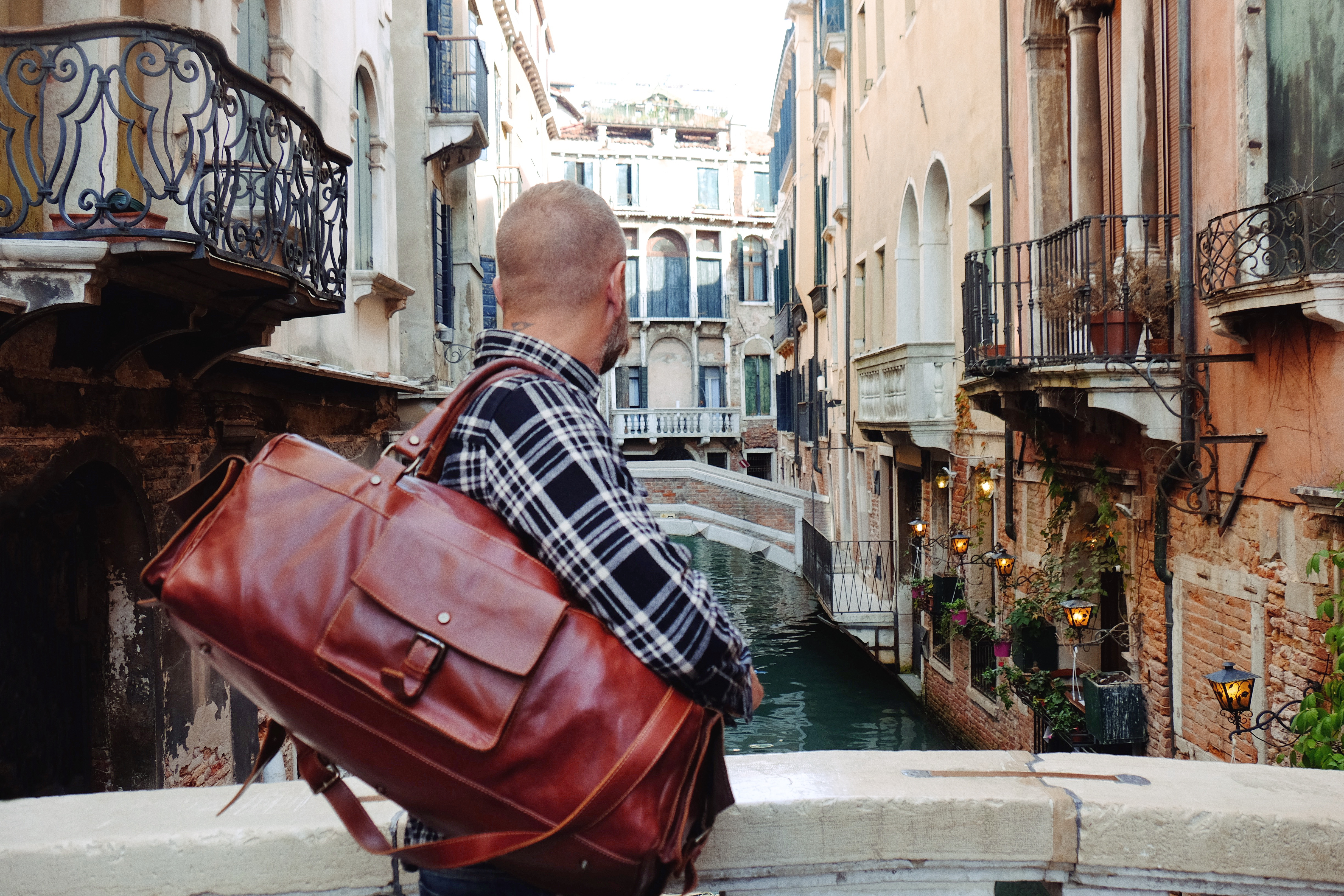 Made in Italy Leather Duffel Bag Brown