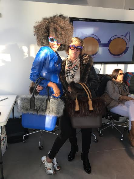 Two Pop Up Show Participants Wear the Winter Sobo Tote'