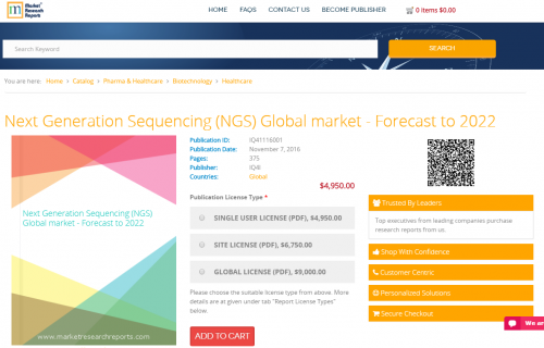 Next Generation Sequencing (NGS) Global market - Forecast'