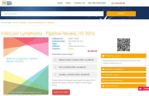 Follicular Lymphoma - Pipeline Review, H2 2016'