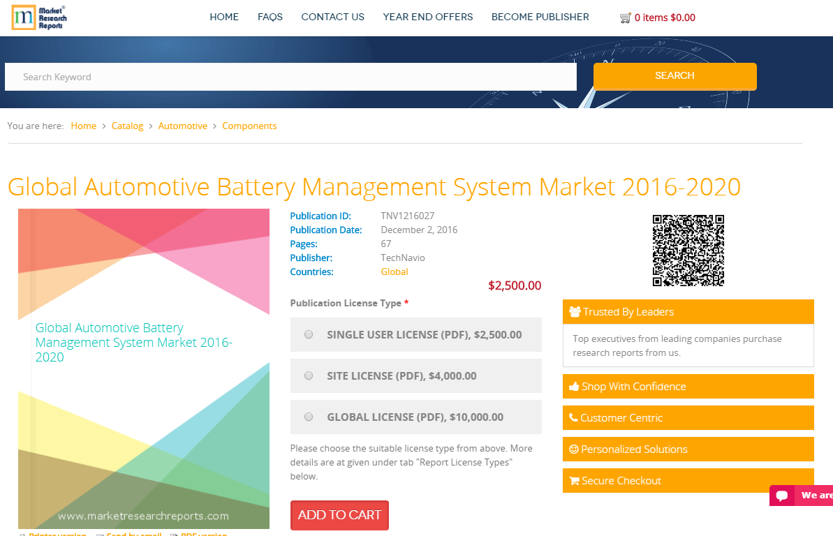 Global Automotive Battery Management System Market 2016-2020'
