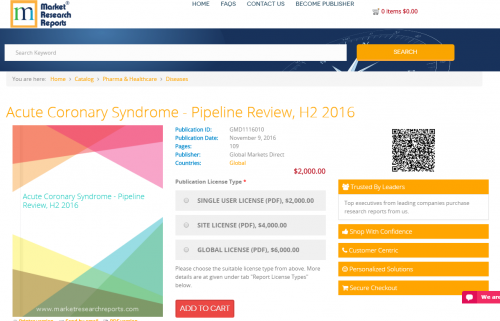 Acute Coronary Syndrome - Pipeline Review, H2 2016'
