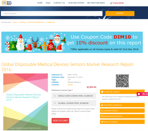 Global Disposable Medical Devices Sensors Market Research'