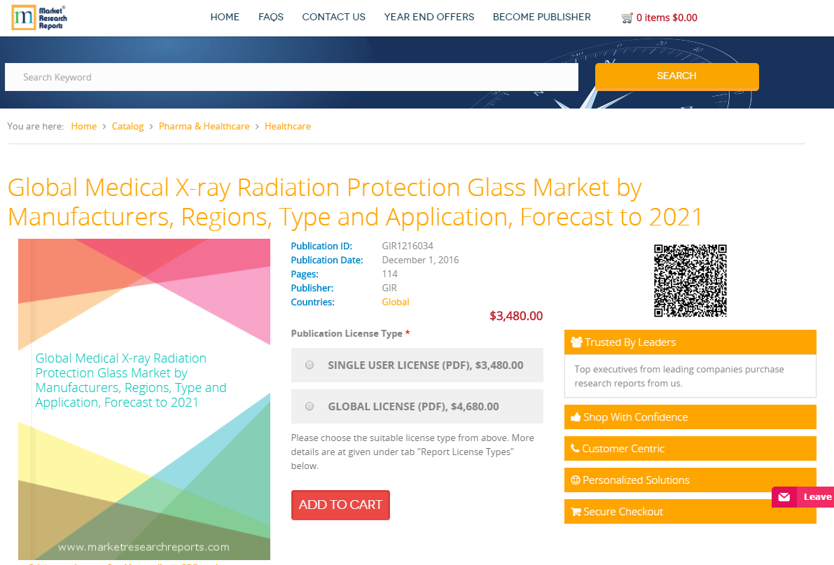 Global Medical X-ray Radiation Protection Glass Market'