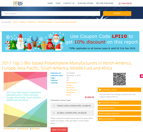 2017 Top 5 Bio-based Polyethylene Manufacturers'