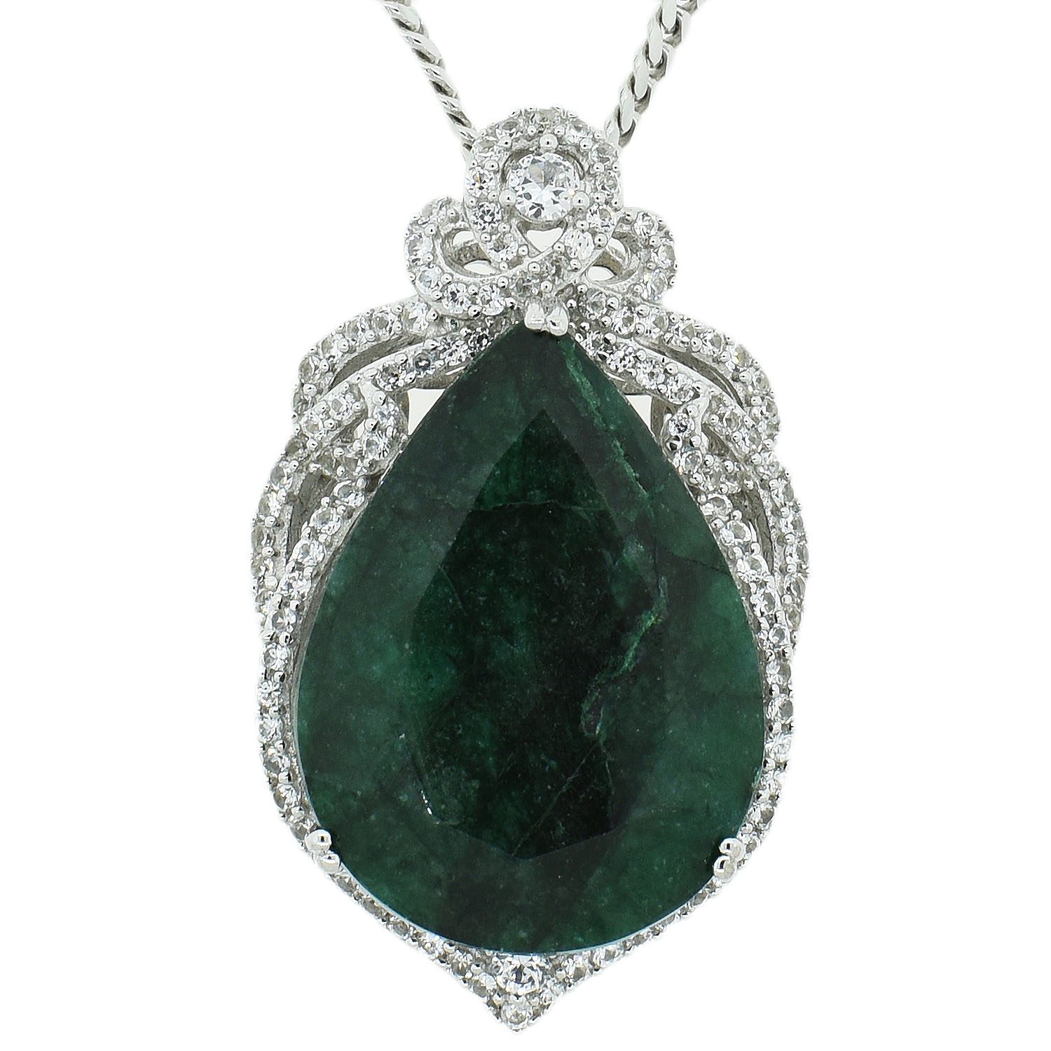 54.87ct Emerald/Beryl and 2.56ctw Sapphire Pendant/Necklace