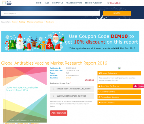 Global Antirabies Vaccine Market Research Report 2016'