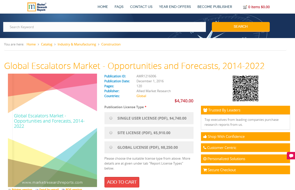 Global Escalators Market - Opportunities and Forecasts, 2014