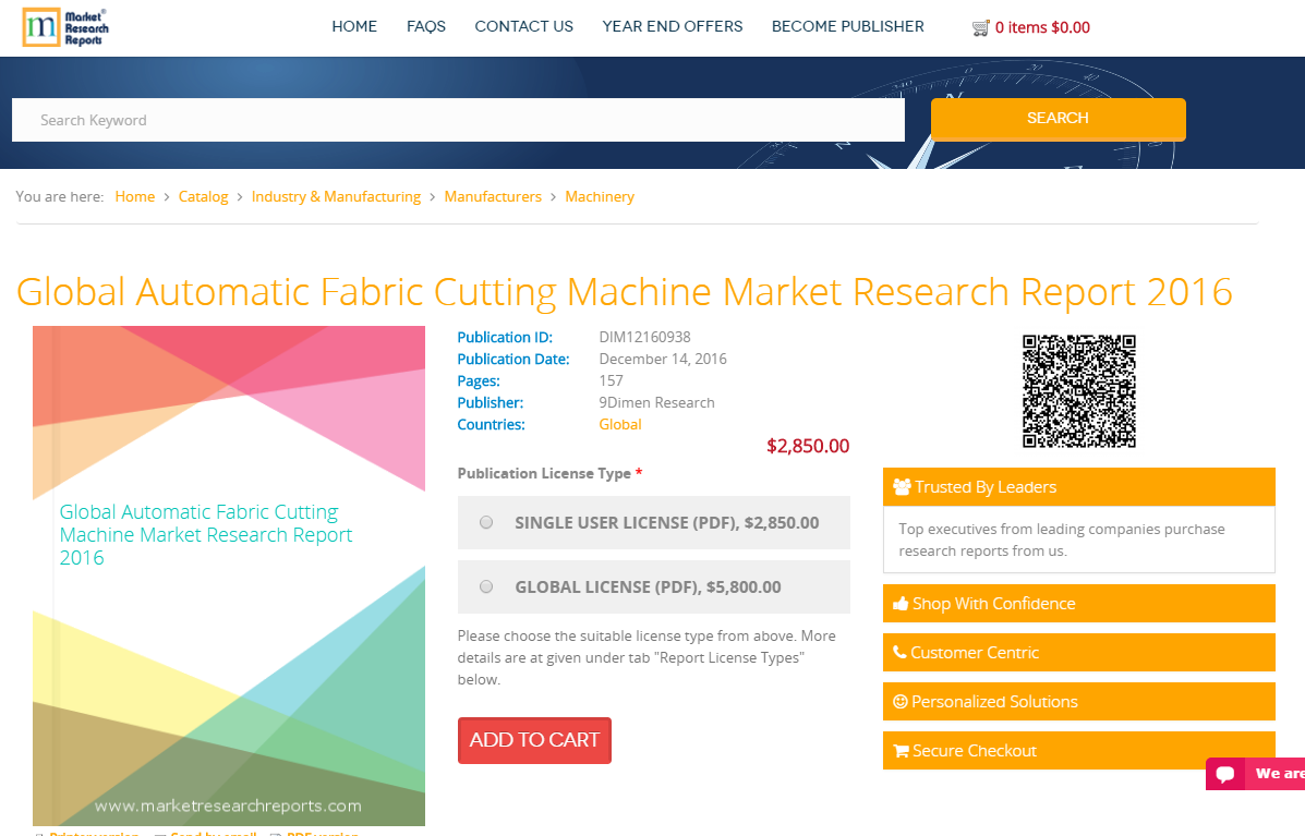 Global Automatic Fabric Cutting Machine Market Research 2016