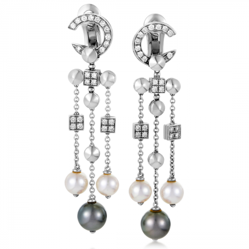 Bvlgari Lucea Diamond and Pearl Drop Earrings'