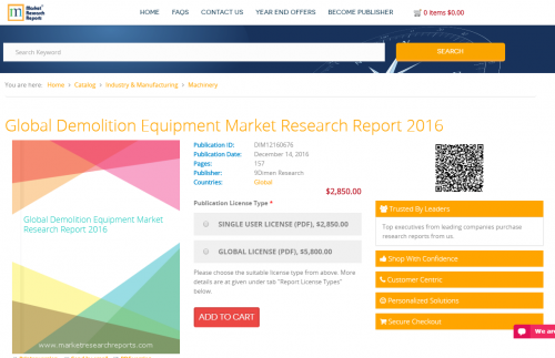 Global Demolition Equipment Market Research Report 2016'