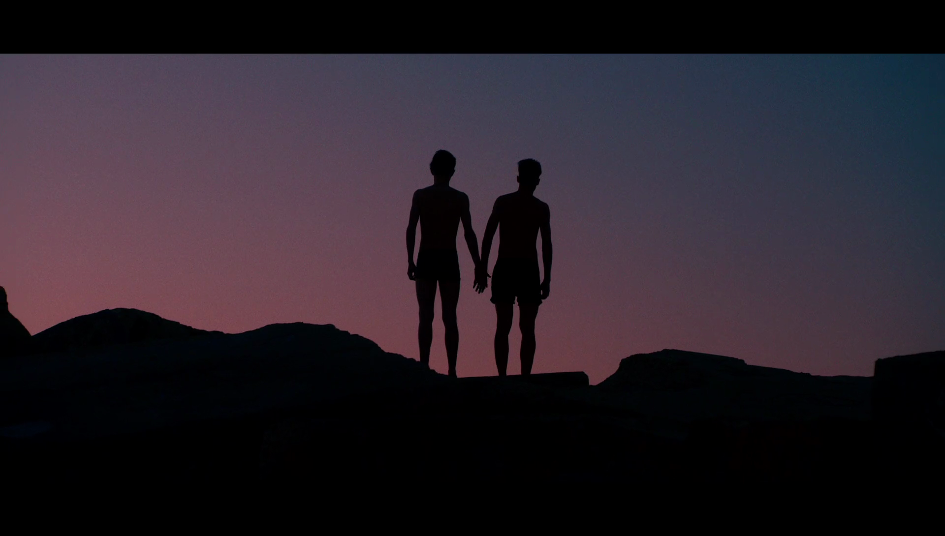 Silhouette of two main actors