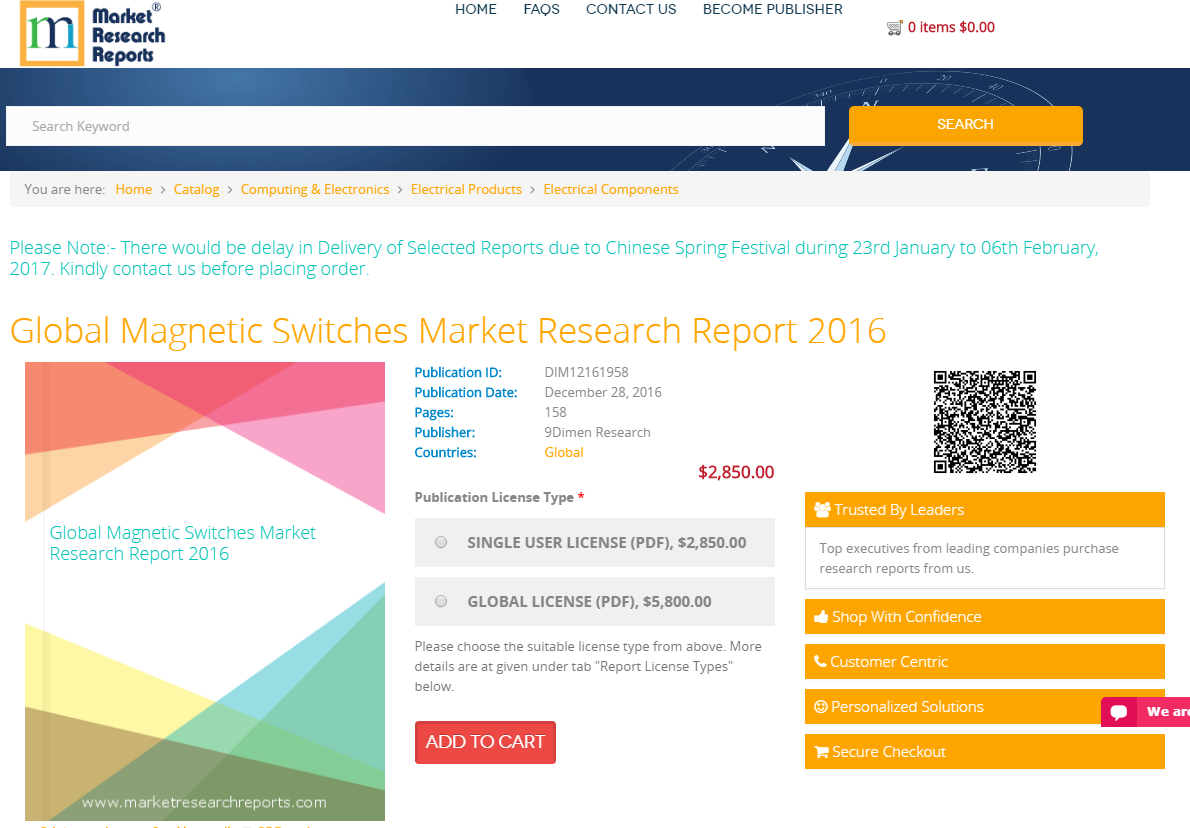 Global Magnetic Switches Market Research Report 2016