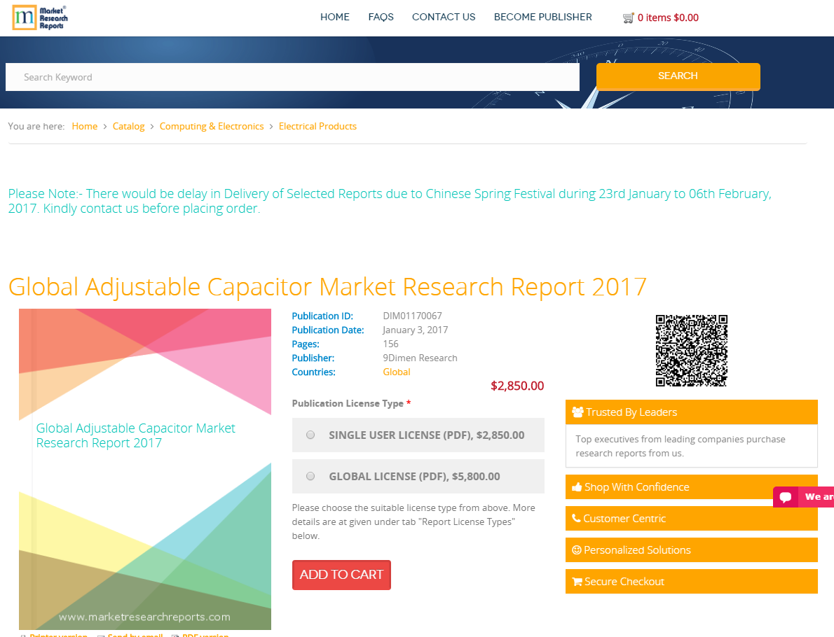 Global Adjustable Capacitor Market Research Report 2017'