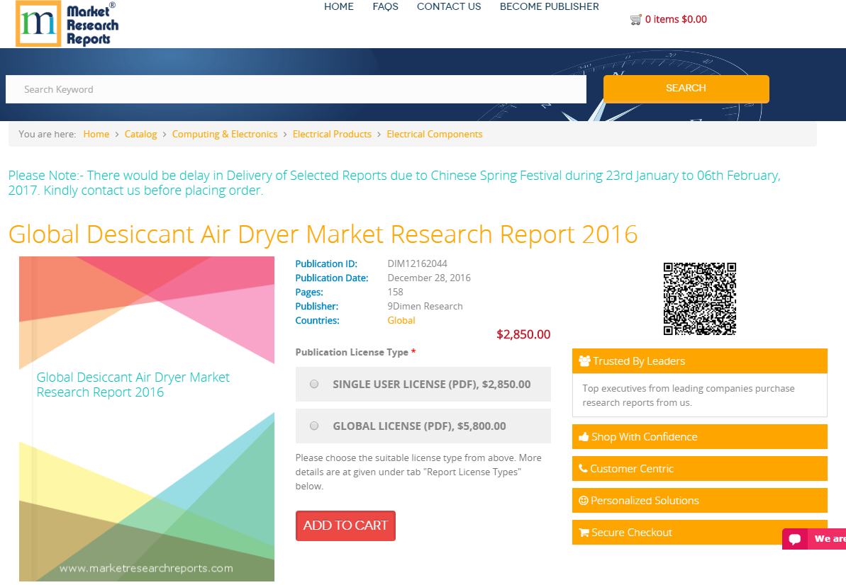 Global Desiccant Air Dryer Market Research Report 2016