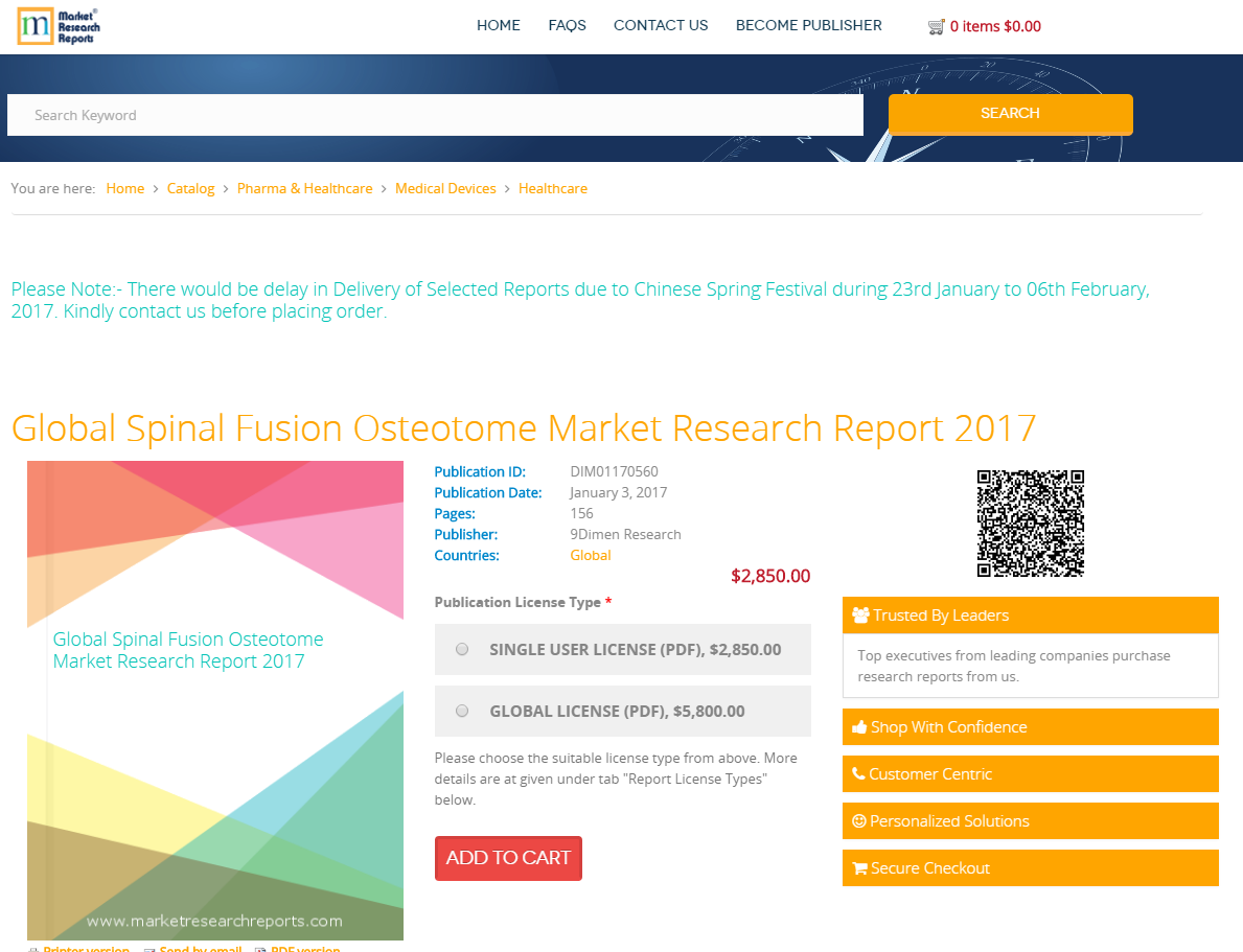 Global Spinal Fusion Osteotome Market Research Report 2017
