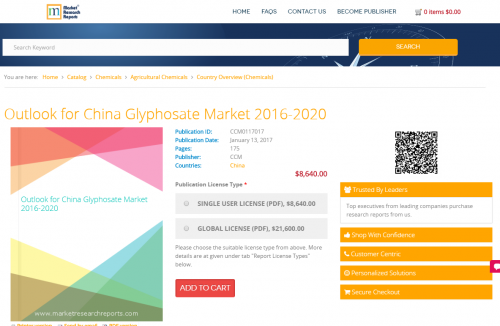 Outlook for China Glyphosate Market 2016-2020'