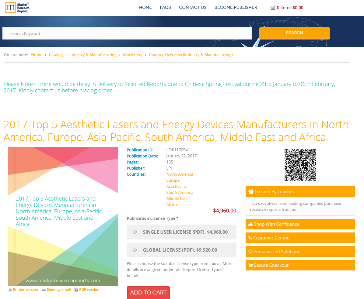 2017 Top 5 Aesthetic Lasers and Energy Devices Manufacturers