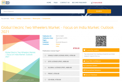 Global Electric Two Wheelers Market &ndash; Focus on Ind'