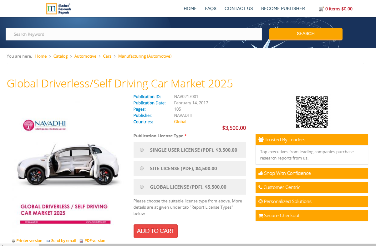 Global Driverless/SelfDriving CarMarket 2025