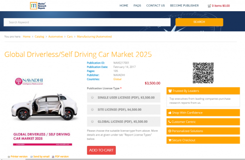 Global Driverless/SelfDriving CarMarket 2025'