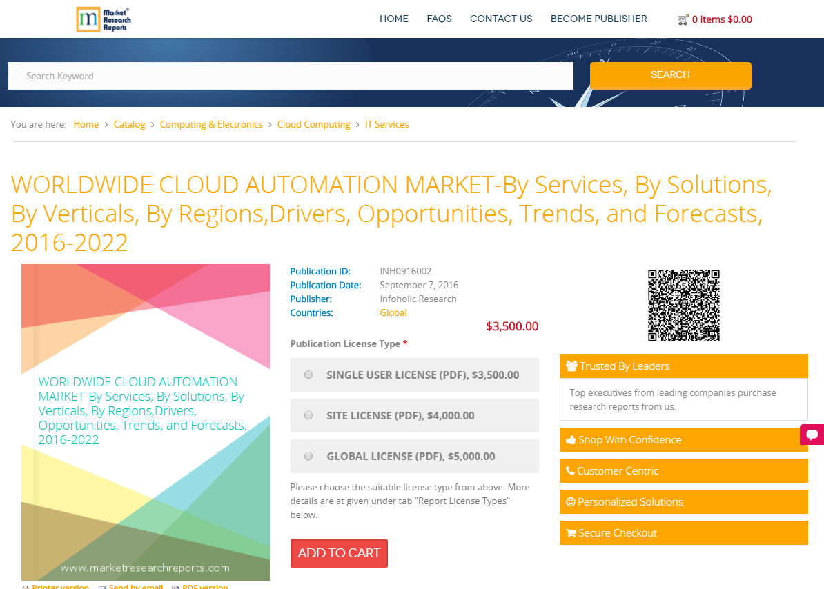 WORLDWIDE CLOUD AUTOMATION MARKET- 2016 - 2022