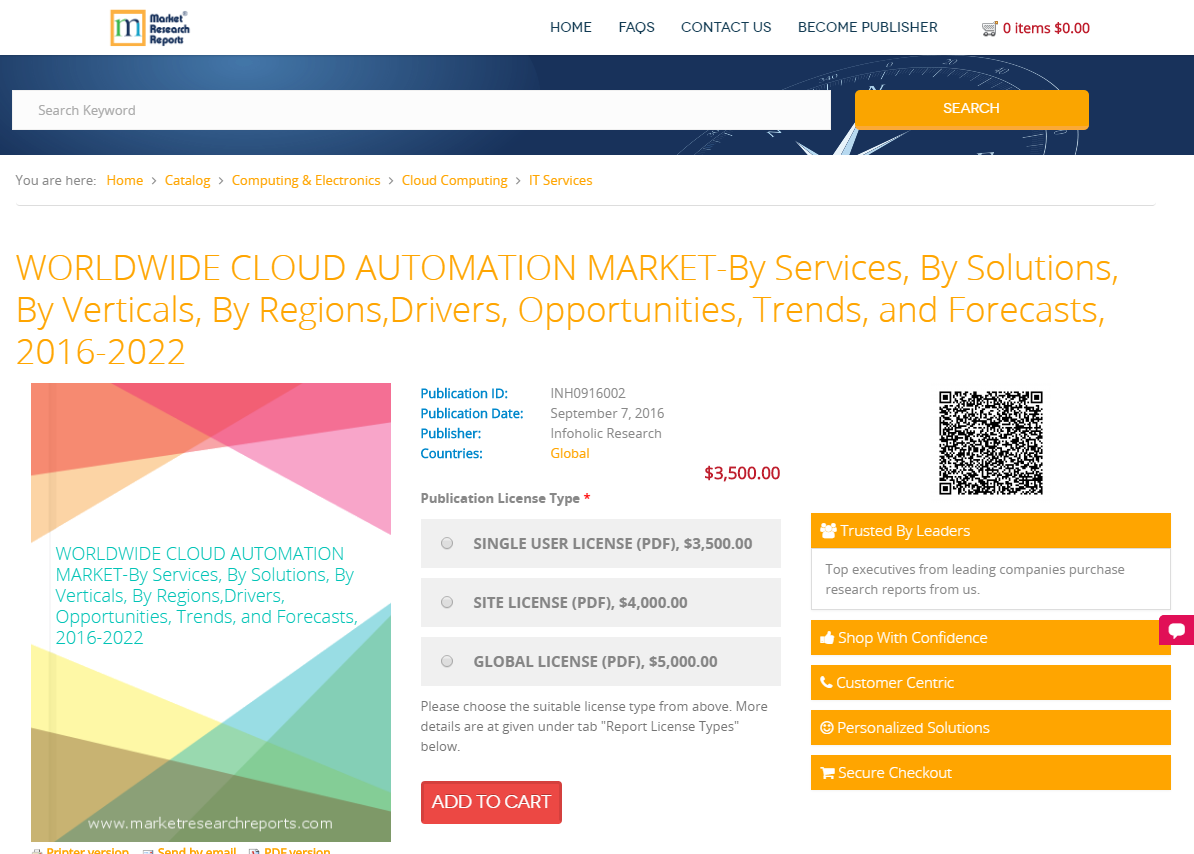 WORLDWIDE CLOUD AUTOMATION MARKET- 2016 - 2022'